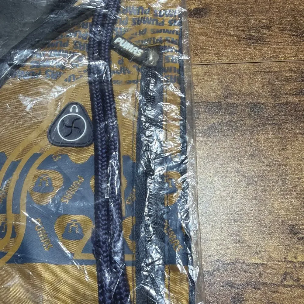 Pumas de la UNAM Back Pack Gym Cinch Sack Blue‎ & Gold Zipper Pocket Drawstring